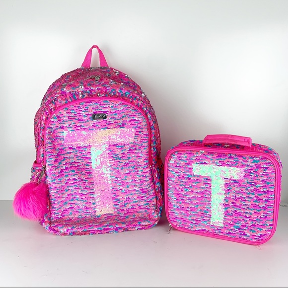 monogram sequin backpack